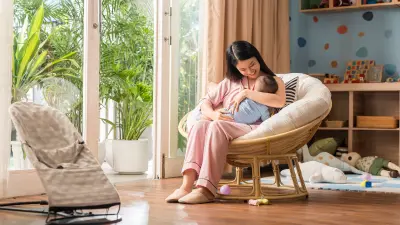 Woman holding a baby